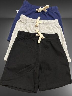Kids 3-Pack Drawstring Shorts — Navy, Gray & Black